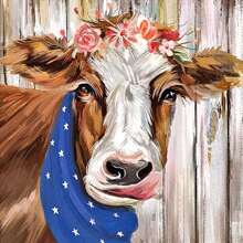 5d Diy 鑽石畫,圓形和全鑽,牛設計,無框裝飾藝術品,家居禮品 - 彩色 - 查看 1