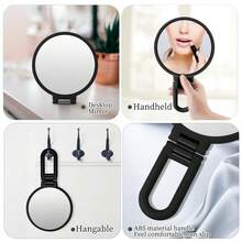 1pc 15x Magnification Portable Travel Makeup Mirror With Foldable Handle - Black - View 5