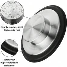 Kitchen Sink Drain Stopper - Garbage Disposal Stopper 3.34 Inch Sink Drain Plug, Stainless Steel Kitchen Sink Drain Cover Fits Standard Kitchen Drain Size Of 3-1/2 Inch - Silver - View 5