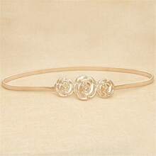 1入組女式簡約時尚金色彈性腰鍊 - 金色 - 查看 2