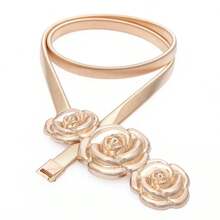 1入組女式簡約時尚金色彈性腰鍊 - 金色 - 查看 3