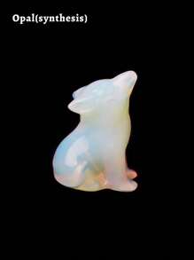 1個天然石狼雕刻治療雕像靈氣寶石工藝品,家居桌面裝飾禮物