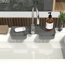 1pc Splash Proof Silicone Pad For Kitchen/Bathroom Faucet - Grey - View 7