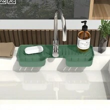 1pc Splash Proof Silicone Pad For Kitchen/Bathroom Faucet - Grey - View 3