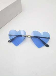 1pc Multicolor Heart Shaped Metal Frame Eyeglasses, Unisex, And Suitable For Daily Use. Made Of Pc Material Cute Beach Accessories For Women Glasses Shades Basics Fall Winter Women Outfits Clothes Business Casual Gifts - Gold - View 13