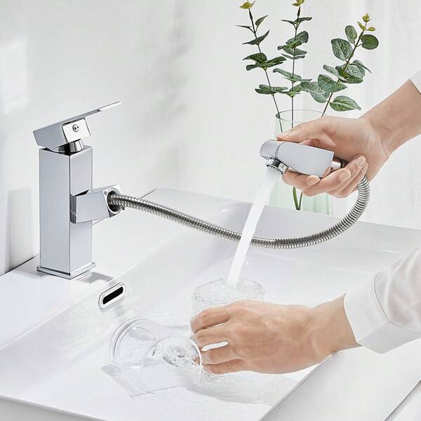 Miscelatore monocomando per lavabo con doccia estraibile moderna Rubinetto per lavabo e lavabo Rubinetti per bagno Rubinetto miscelatore acqua e freddo