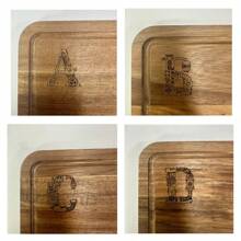 1個時尚實木砧板和牛排托盤套裝,理想的家庭晚餐、節日美食托盤、餐廳托盤、零食盤；砧板和托盤混合設計 - 黃色 - 查看 4