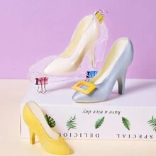 1件情人節糖霜蛋糕裝飾工具,3d女士高跟鞋形狀,巧克力果凍糖果模具,水晶鞋糖藝模具 - 無色 - 查看 1