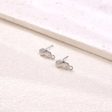 10 件银色不对称形状耳环钩 DIY 耳环首饰配件 - 銀色 - 查看 8