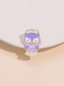 1隻可愛的紫色貓頭鷹造型胸針,卡通動物徽章,適合男女每日穿著的時尚珠寶,可用於衣服和背包上 - 動物 - 查看 2