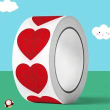 500張/卷1英寸愛心形狀情人節貼紙,適用於禮品裝飾封口標籤 - 紅色 - 查看 1