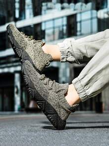 Cross-Border Large Size, Ultra-Lightweight Sock Shoes For Men, Running Shoes, Casual Shoes - Khaki - View 1