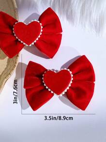 2入組女孩情人節心形及蝴蝶結裝飾髮夾 - 彩色 - 查看 4