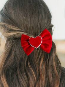 2入組女孩情人節心形及蝴蝶結裝飾髮夾 - 彩色 - 查看 5