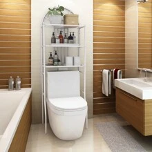 Gymax Bathroom 3-Tier Metal Storage Rack Over The Toilet Space Saver White