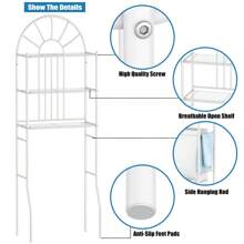 Gymax Bathroom 3-Tier Metal Storage Rack Over The Toilet Space Saver White