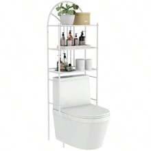 Gymax Bathroom 3-Tier Metal Storage Rack Over The Toilet Space Saver White