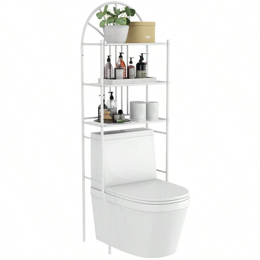 Gymax Bathroom 3-Tier Metal Storage Rack Over The Toilet Space Saver White