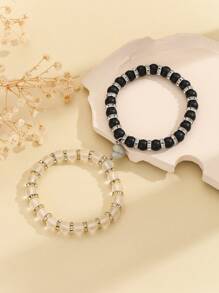 2 cái/bộ Cặp đôi Phát sáng trong bóng tối Từ tính Tim Tối giản Đồ trang trí Đồ treo Vòng tay cườm Cho Ngày Lễ Tình Nhân Qủa tặng - Nhiều màu - Xem 10