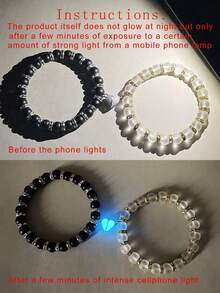 2 cái/bộ Cặp đôi Phát sáng trong bóng tối Từ tính Tim Tối giản Đồ trang trí Đồ treo Vòng tay cườm Cho Ngày Lễ Tình Nhân Qủa tặng - Nhiều màu - Xem 4