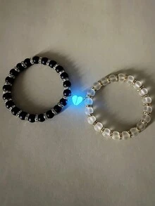 2 cái/bộ Cặp đôi Phát sáng trong bóng tối Từ tính Tim Tối giản Đồ trang trí Đồ treo Vòng tay cườm Cho Ngày Lễ Tình Nhân Qủa tặng - Nhiều màu - Xem 2