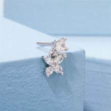 時尚不銹鋼＆立方氧化鋯吊墜鼻針,適用於女性身體珠寶首飾 - 銀色 - 查看 2