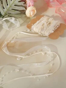 Valentine'S Day Gift Wrap Set With Beige Heart-Shaped Ribbon, Bowknot, Satin Ribbon, Flower Ribbon, 1 Set, 1 Piece - Beige - View 1