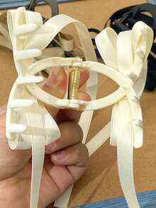 A Solid Color Bow Clip, Ballet Wind Ribbon Bow Clip Female Back Hair Plate Hair Claw Frosted Hair Clip - Multicolor - View 7