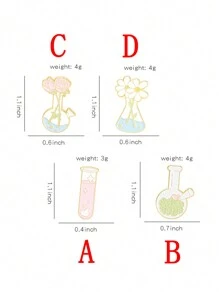 1Pc Plant Lover Lab Enamel Pins Custom Flask Test Tube Brooch Lapel Badge Bag Cartoon Scientist Jewelry Gift For Kids Friends - Multicolor - View 2