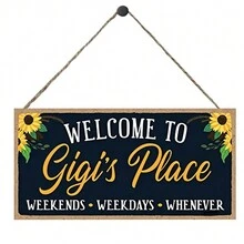 1pc Welcome To Gigi's Place Wooden Home Decor, Hanging Wall Sign Gift, Door Decoration (6 X 12 Inches/4 X 8 Inches) - Multicolor - View 6