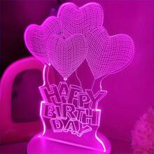 1 件 3d 心形氣球 Led 夜燈,變色臥室氛圍 Led 檯燈 - 完美的禮物創意 - 白色 - 查看 5