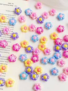 chenming 20pcs/Set Acrylic Double Color Floral Beads, Multicolor Options, Suitable For Daily & Holiday Diy Jewelry Making & Wholesale - 20pcs - View 10
