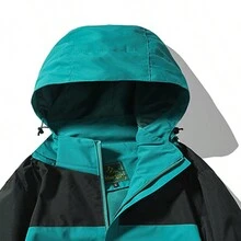 男士户外防风夹克，连帽风衣，适合徒步旅行、跑步、秋季 - 綠色 - 查看 3