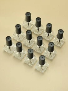 12入組8ml星星形狀蓋和刷子的玻璃指甲油瓶,空指甲油瓶容器,適合diy指甲藝術和可替換的化妝品樣品包裝,旅行裝 - 黑色 - 查看 2