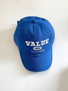 1pc Children's Baseball Cap Letter Embroidered Sun Hat Minimalist Street Baseball Hat - Blue - View 3