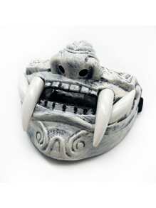 1pc Creative Oni Half Face Scary Mask, Cosplay Prop For Halloween Party - White - View 5