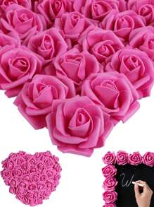 50朵2.8吋人造玫瑰花頭,散裝無桿假發泡玫瑰花,可用於手工藝、家居diy、情人節、婚禮花束、新娘派對中心裝飾、派對蛋糕裝飾、嬰兒淋浴、情人節背景裝飾 - Rose Red - 查看 2