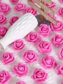 50朵2.8吋人造玫瑰花頭,散裝無桿假發泡玫瑰花,可用於手工藝、家居diy、情人節、婚禮花束、新娘派對中心裝飾、派對蛋糕裝飾、嬰兒淋浴、情人節背景裝飾 - Rose Red - 查看 3