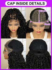 Hàng mới đến 9*6 Ren Mặt trước Tóc giả tổng hợp Đối với Mặc hàng ngày , Quăn Đen Chất xơ Bím tóc Dây buộc tóc - màu đen - Xem 9