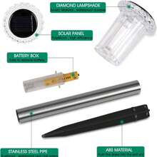 太陽能戶外燈,太陽能走道燈,戶外防水不鏽鋼太陽能柱燈,適用於花園、庭院、小徑、車道、庭院草坪裝飾 - 彩色 - 查看 10