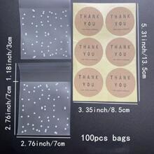 100片/批半透明點點塑膠餅乾包裝袋,杯子蛋糕包裝自粘袋生日派對婚禮裝飾 - 無色 - 查看 7