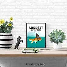 1pc Canvas Painting, Mindset Is Everything, Motivational Wall Art Poster For Home, Office Gift For Entrepreneurs, Students, Men, Teens Inspirational Decor, Self Improvement Positive Quotes, Shark Goldfish, Unframed, - Multicolor - View 6