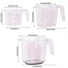 3pcs Có thể xếp chồng lên nhau Đo lường Cốc Đối với Làm bánh , Trong suốt Sữa Đường Bột mì Cốc Dụng cụ nhà bếp - trong suốt - Xem 2