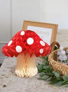 1 件小蘑菇形纸蜂窝球森林/丛林主题派对装饰、淋浴/婚礼/生日派对挂饰、教室/花园桌子中心装饰、返校情人节 - 紅色 - 查看 5