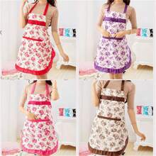 1pc Rose-Lace Single Layer Kitchen Apron For Cooking And Cleaning - Purple - View 3