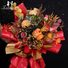 20入組/盒雙色防水鍍金花束包裝紙,用於婚禮裝飾 - 黑色 - 查看 8