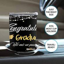 1PC, 20oz Double-Layer Stainless Steel Insulated Cup, Fashionable "Conversations Graduate. We Are Prod Of You" Printed Cup, Starry Small Colored Light And Graduation Certificate Pattern, Graduation Ceremony Gift For Classmates, Happy Graduation - Graduation Season 1 - View 8