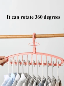 1個多功能衣架,家用儲存,可折疊的掛式晾衣架,配有神奇衣杆,成為衣物晾曬架 - 粉色 - 查看 1