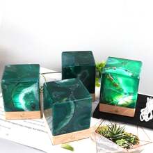 80*80*100mm Square Rechargeable Blue Agate Night Light With Touch Sensor Switch(White Light) - Blue - View 2