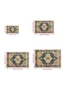 1 件復古風格黃色小地毯,傳統矩形聚酯纖維易於清潔和機洗地地毯適合走廊、床頭、客廳、臥室家居裝飾 - 彩色 - 查看 2